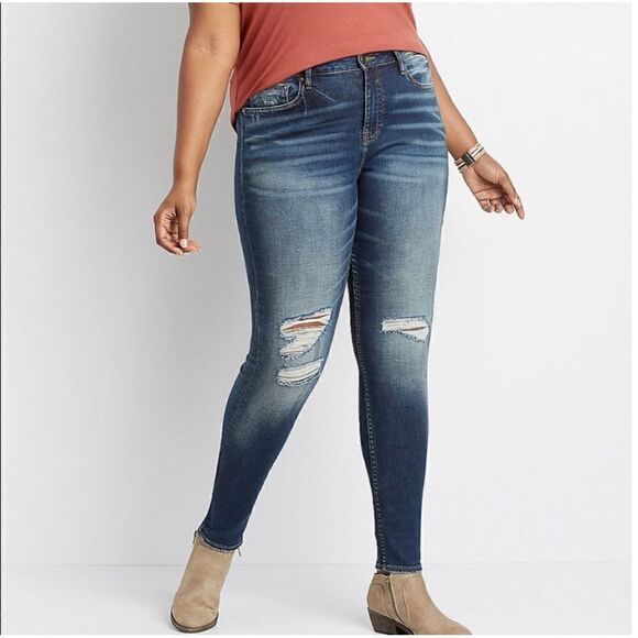 Vigoss Ace Skinny Jeans Size 30 Blue Denim Distressed (30x28) Medium Wash - Picture 1 of 10